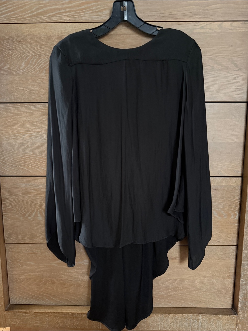 Zara Black Long-Sleeve Draped Blouse